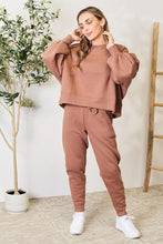 Load image into Gallery viewer, Zenana Lantern Sleeve Sweatshirt and Drawstring Sweatpants Set