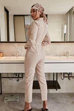 Load image into Gallery viewer, Belted Button Front Collared Jumpsuit