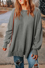 Load image into Gallery viewer, Dropped Shoulder Round Neck Long Sleeve Blouse