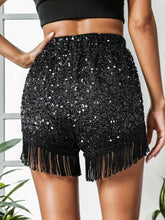 Load image into Gallery viewer, Fringe Sequin Mid-Rise Waist Shorts