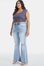 Load image into Gallery viewer, BAYEAS Full Size Distressed Raw Hem High Waist Flare Jeans