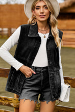 Load image into Gallery viewer, Sleeveless Collared Neck Denim Top with Pockets