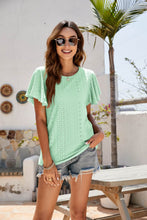Load image into Gallery viewer, Eyelet Flutter Sleeve Short Sleeve Top
