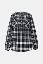 Load image into Gallery viewer, Plaid Scoop Neck Balloon Sleeve Henley