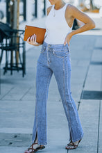 Load image into Gallery viewer, High Waist Seam Detail Slit Flare Jeans