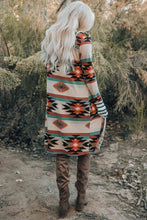 Load image into Gallery viewer, Multicolor Geometric Color Block Open Front Long Cardigan