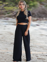 Load image into Gallery viewer, Short Sleeve T-Shirt and Wide Leg Pants Set