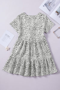 Printed Tie Front Tiered Mini Dress