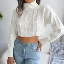 Load image into Gallery viewer, Mixed Knit Turtleneck Cropped Sweater