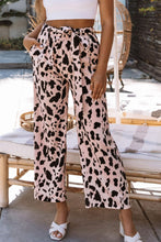 Load image into Gallery viewer, Animal Print Belted Wide Leg Pants