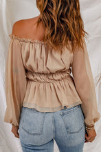 Load image into Gallery viewer, Frill Trim Off-Shoulder Elastic Waist Blouse