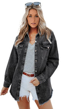 Load image into Gallery viewer, Black Betty Raw Hem Buttoned Denim Jacket