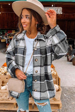 Load image into Gallery viewer, Roswell Gray Plaid Print Buttoned Shirt Jacket
