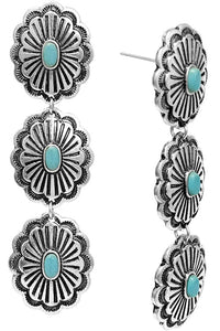 Dolly Long Turquoise Concho Earrings