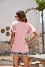 Load image into Gallery viewer, Eyelet Flutter Sleeve Short Sleeve Top