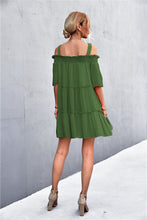 Load image into Gallery viewer, Cold-Shoulder Frill Trim Mini Dress