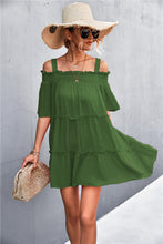 Load image into Gallery viewer, Cold-Shoulder Frill Trim Mini Dress