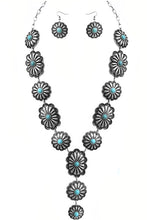 Load image into Gallery viewer, Ali-Mae WESTERN CONCHO FLOWER GEM STONE NECKLACE SET
