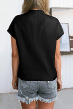 Load image into Gallery viewer, Ribbed Mock Neck Short Sleeve Knit Top