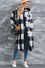 Load image into Gallery viewer, Plaid Button Front Side Slit Duster Coat