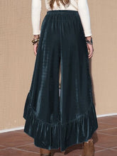 Load image into Gallery viewer, Ruffle Trim Wide Leg Slit Pants