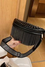 Load image into Gallery viewer, PU Leather Studded Sling Bag with Fringes