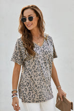 Load image into Gallery viewer, Leopard V-Neck Tee with Pocket