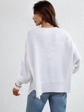 Load image into Gallery viewer, Exposed Seam Dropped Shoulder Slit Sweater