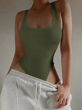 Load image into Gallery viewer, Square Neck Open Back Ribbed Sleeveless Bodysuit