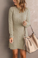 Load image into Gallery viewer, Mixed Knit Crewneck Mini Sweater Dress