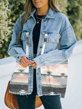 Load image into Gallery viewer, Collared Neck Dropped Shoulder Denim Jacket