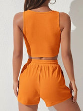 Load image into Gallery viewer, Scoop Neck Wide Strap Top and Drawstring Shorts Set