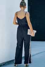 Load image into Gallery viewer, Leopard Contrast Spaghetti Strap Wide Leg Jumpsuit
