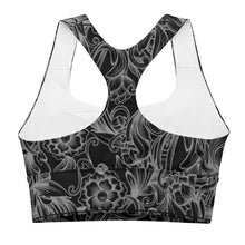 Load image into Gallery viewer, Black Tooled Longline sports bra