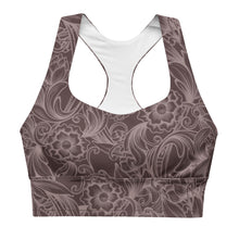 Load image into Gallery viewer, Brown Tooled Longline sports bra