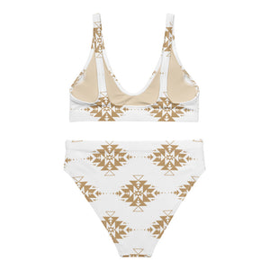 Gold Aztec high-waisted bikini