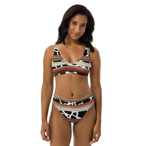 Brown Serape Cowprint high-waisted bikini