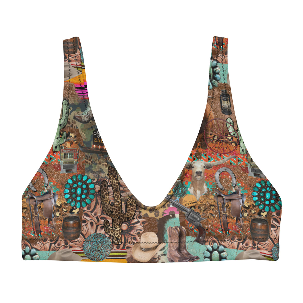 Western Turquoise Junkie padded bikini top