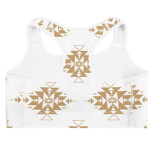 Load image into Gallery viewer, Gold Aztec with Piping Sports bra