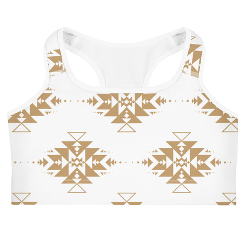Gold Aztec with Piping Sports bra