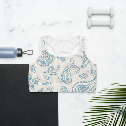 Paisley Blues with Piping Sports bra