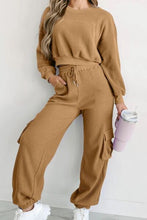 Load image into Gallery viewer, Waffle-knit Top and Drawstring Joggers Set