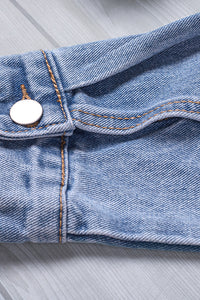 Button Down Collared Neck Denim Jacket