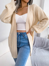 Load image into Gallery viewer, Cable-Knit Open Front Pocketed Cardigan