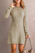 Load image into Gallery viewer, Mixed Knit Crewneck Mini Sweater Dress