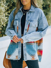 Load image into Gallery viewer, Collared Neck Dropped Shoulder Denim Jacket