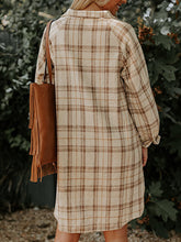 Load image into Gallery viewer, Plaid Collared Neck Long Sleeve Shirt Dress