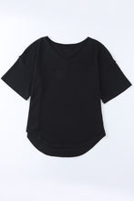 Load image into Gallery viewer, Waffle-knit V-Neck Dropped Shoulder Blouse