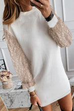 Load image into Gallery viewer, Sequin Long Sleeve Round Neck Mini Dress