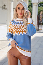 Load image into Gallery viewer, Printed Round Neck Long Sleeve Sweater